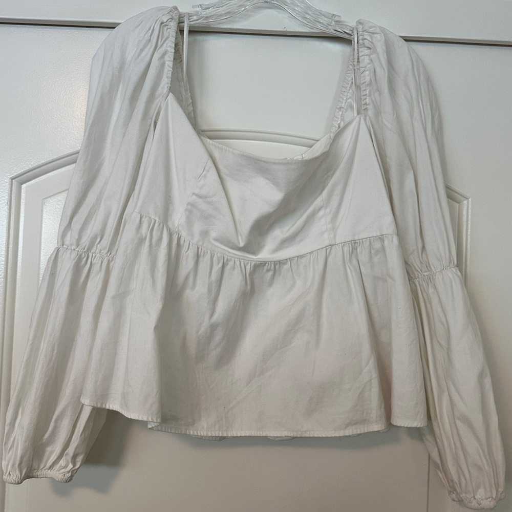 Reformation White Jaxley Peplum top